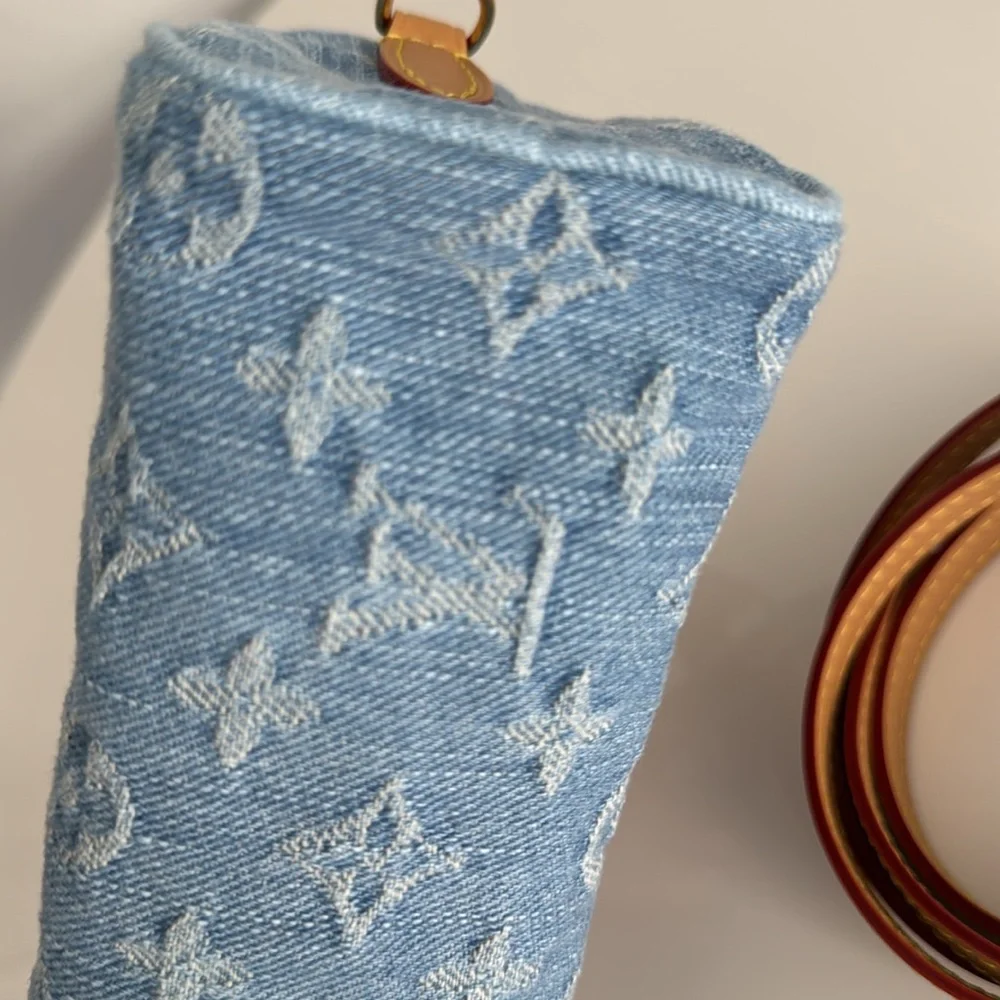 Louis Vuitton *Like NEW *Limited Edition* Nano Mini Denim Speedy Bag with Strap - Picture 10 of 17